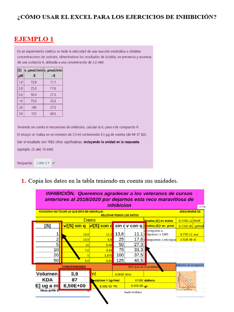 Uso de Excel para Inhibición Enzimática | PDF | Inhibidor de la enzima