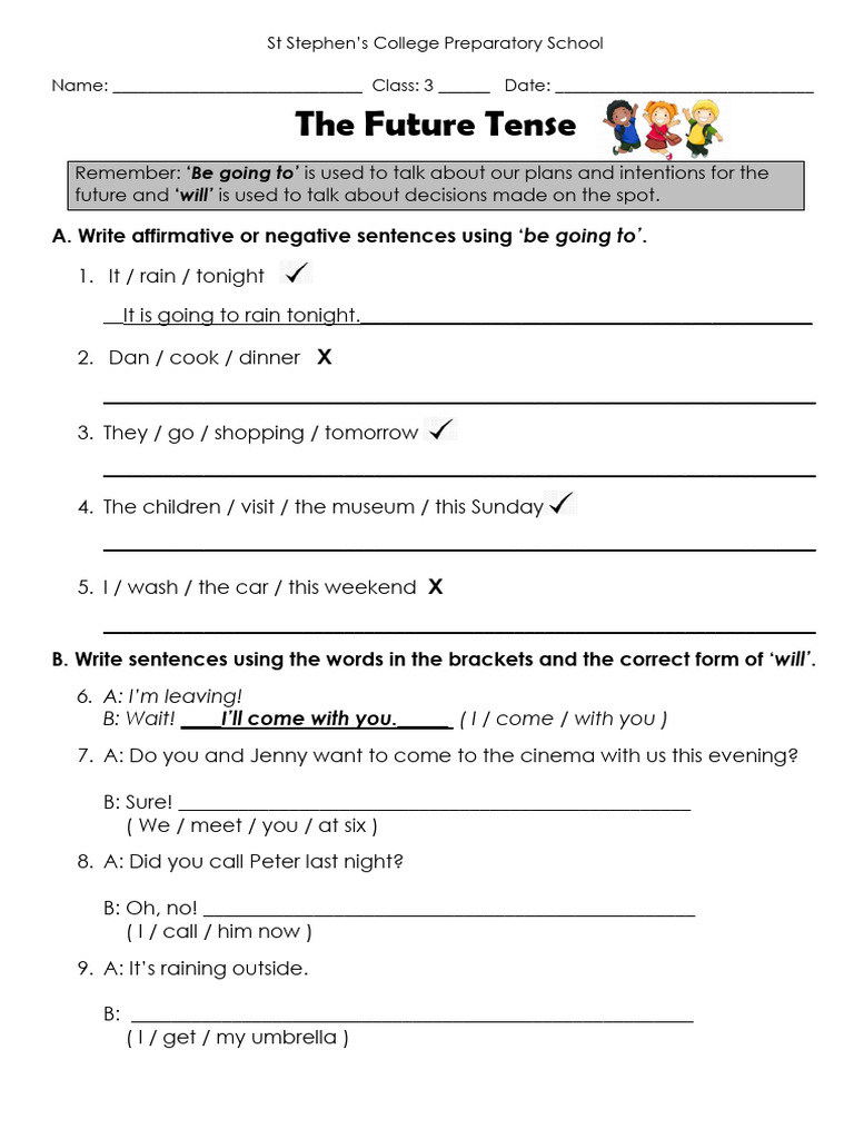 Future Tense Practice Worksheet | PDF