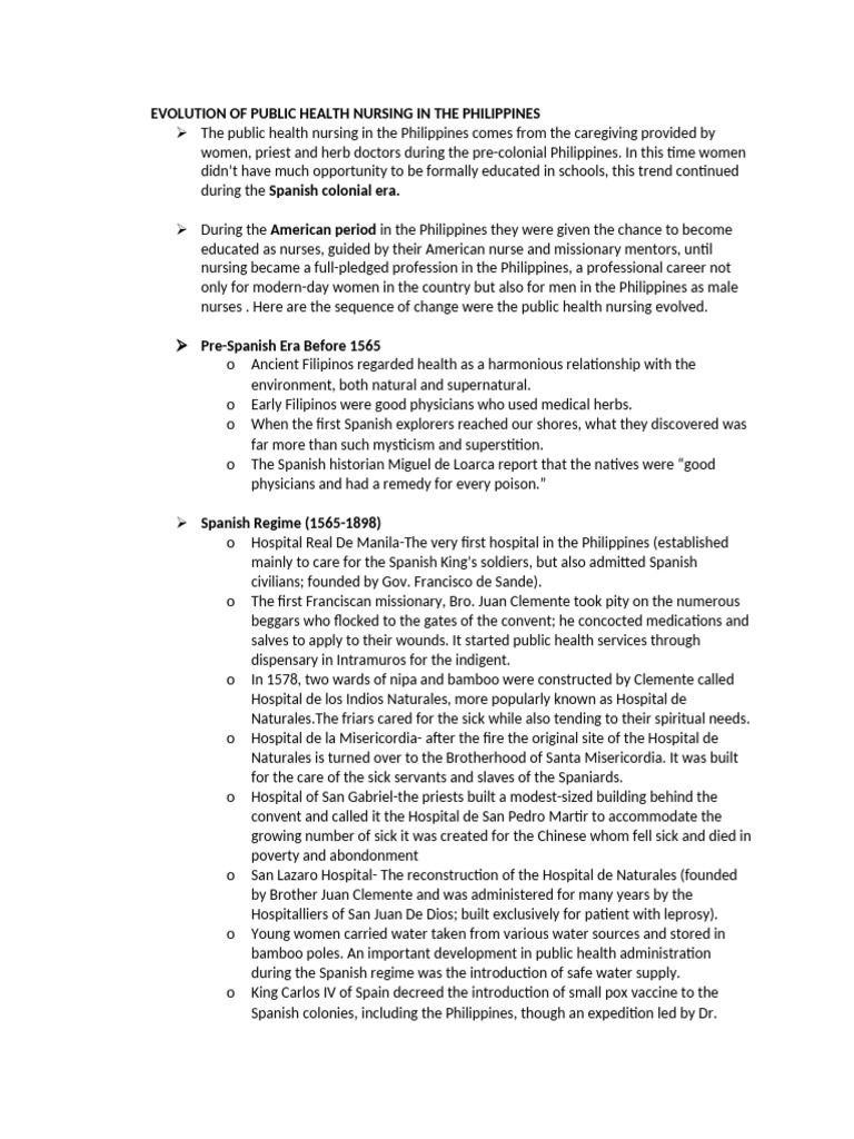 Evolution of Public Health Nursing in the Philippines | PDF | Nursing ...