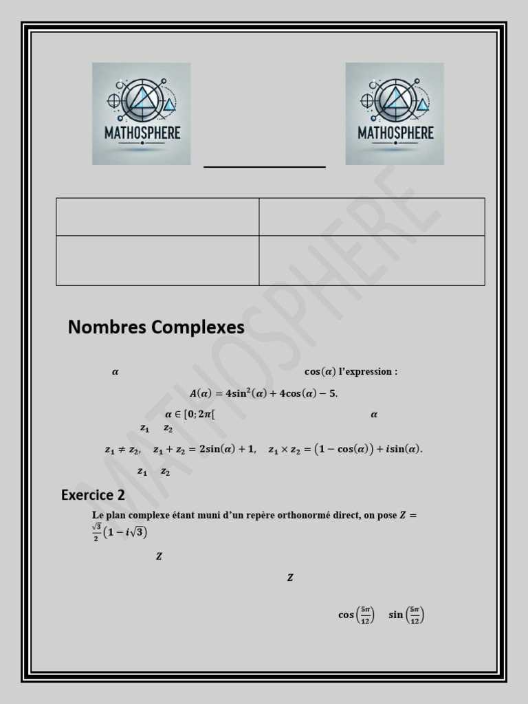 Correction TD Mathématiques Complexes | PDF | Nombre complexe | Géométrie