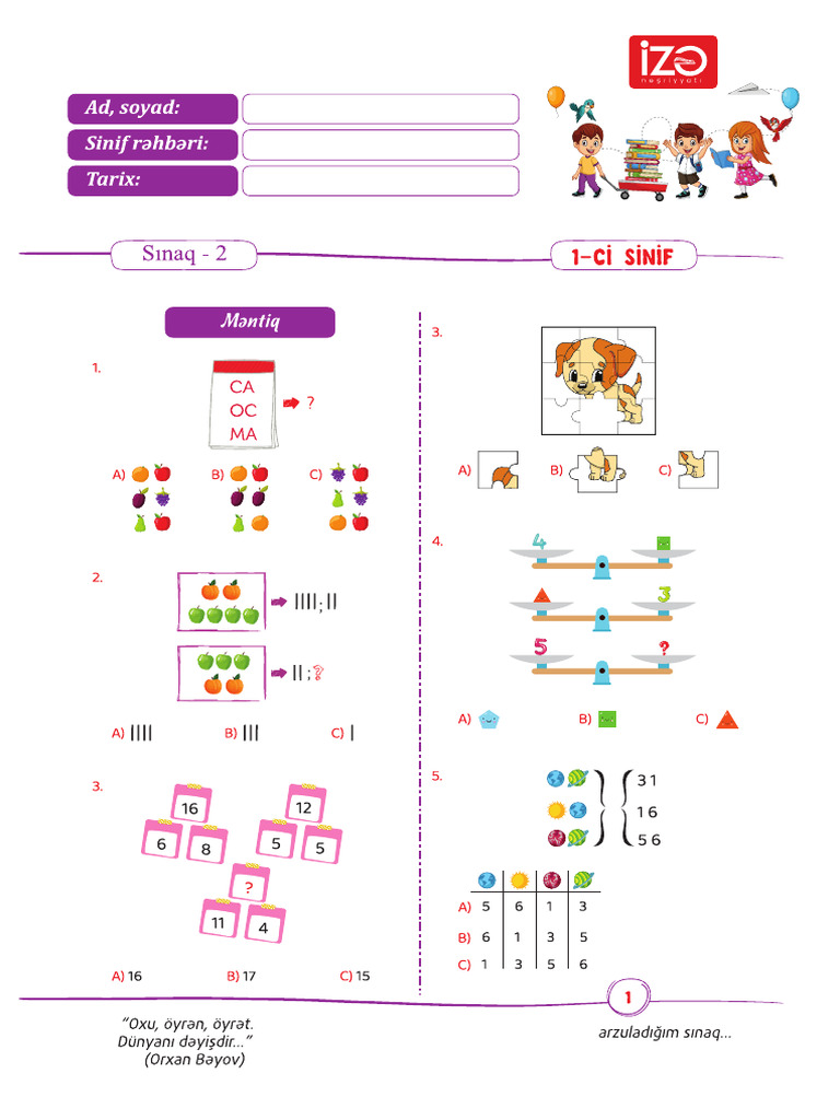 1 Sinif Mﾉ冢tiq Ksq 2 Pdf