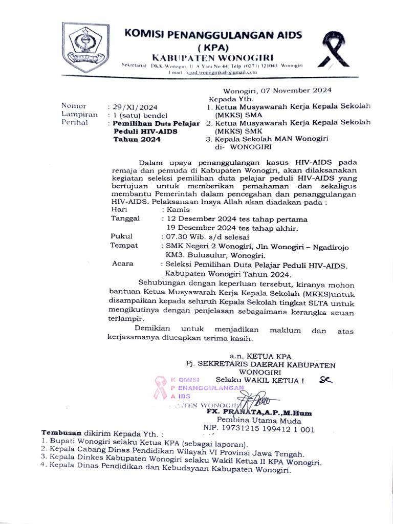 Pemilihan Duta Pelajar Peduli Hiv-Aids 2024 | PDF
