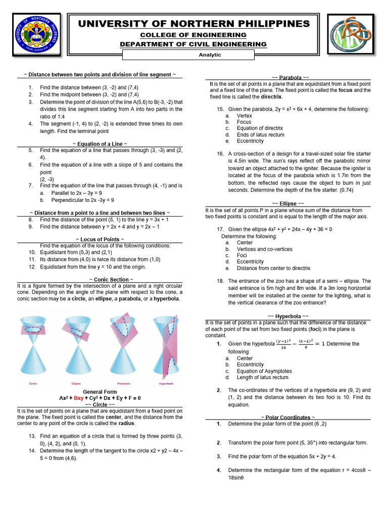 Analytic Geometry Review Module | PDF | Ellipse | Algebraic Geometry