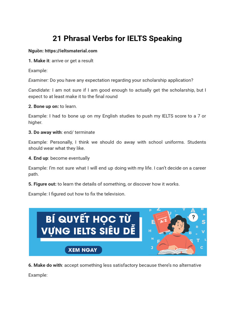 Essential Phrasal Verbs for IELTS Speaking | PDF