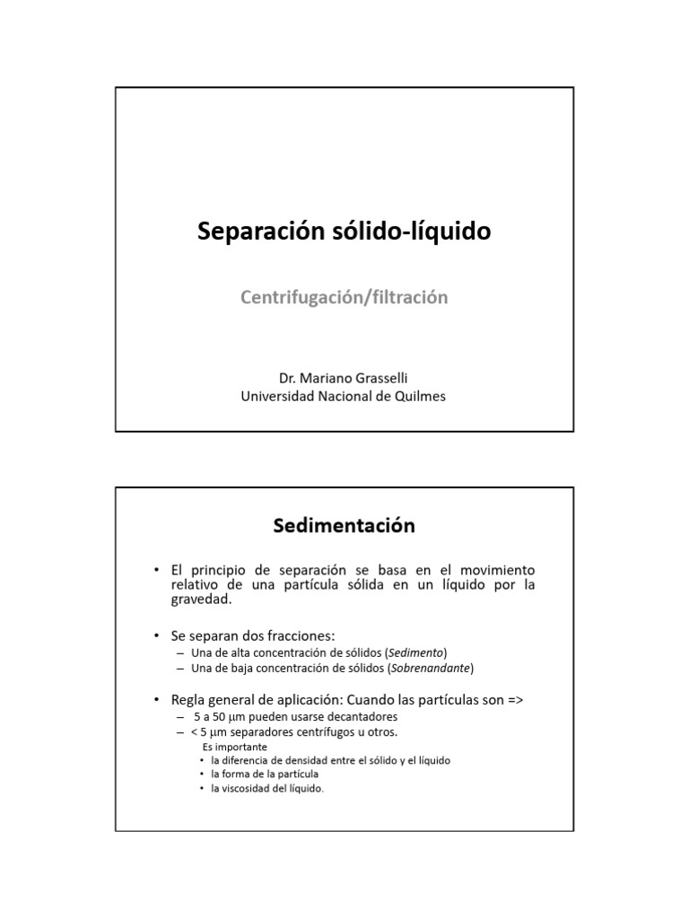 Teorico 4 Centrif 2019 2C | PDF | Centrífugo | Centrifugación