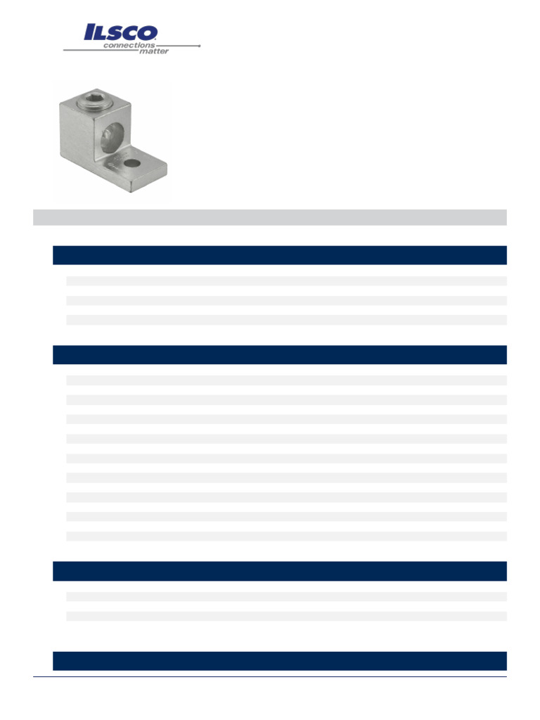 Aluminum Mechanical Lug Specifications | PDF | Screw | Wire