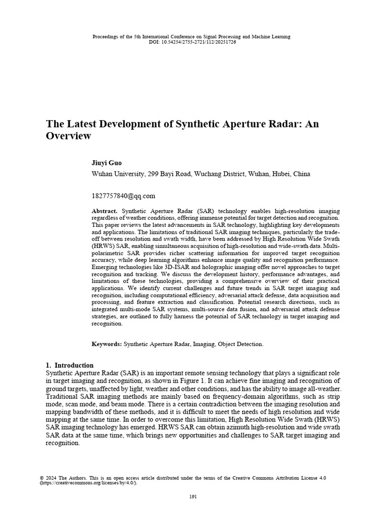 The Latest Development of Synthetic Aperture Radar | PDF | Deep ...