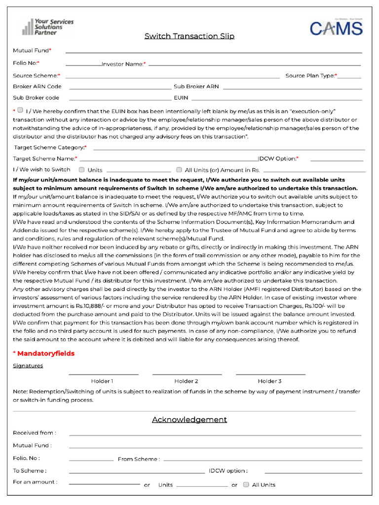 Switch Transaction Slip | PDF