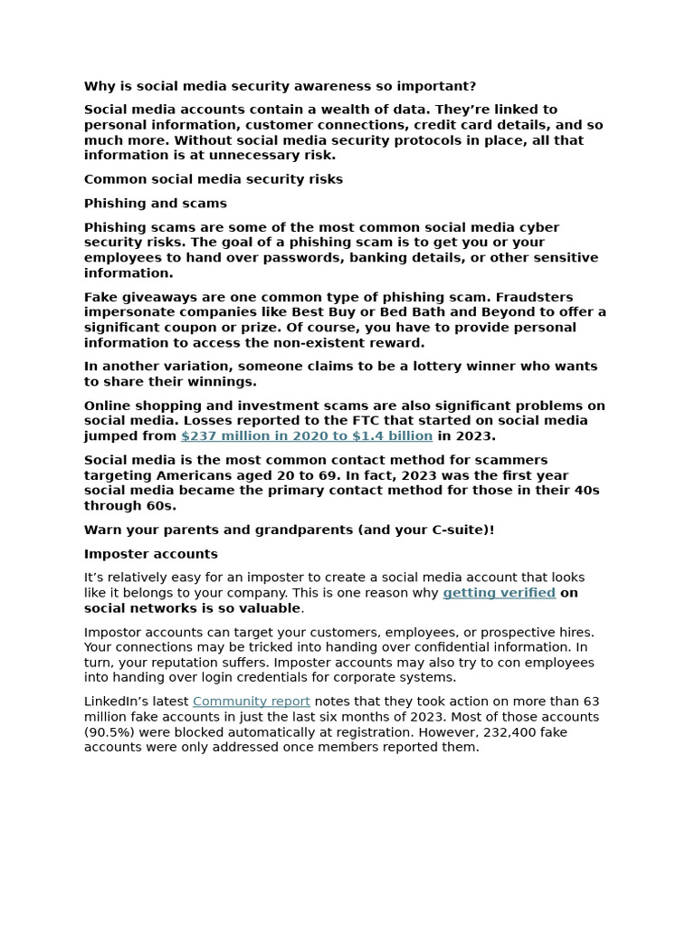 Social Media Security for Adults 20-69 | PDF