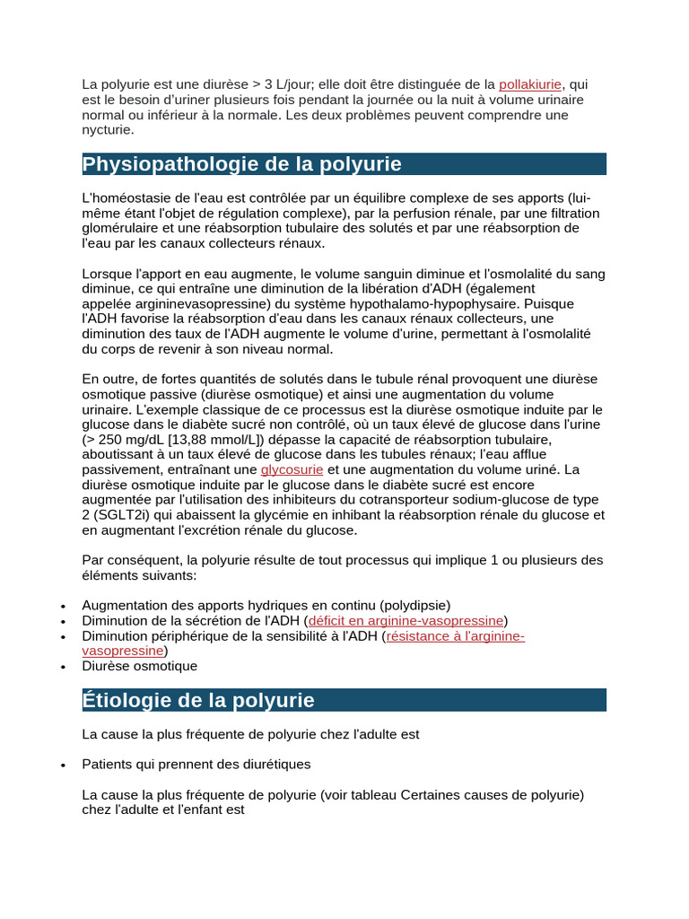 Définition et étiologie de la polyurie | PDF | Rein | Urine