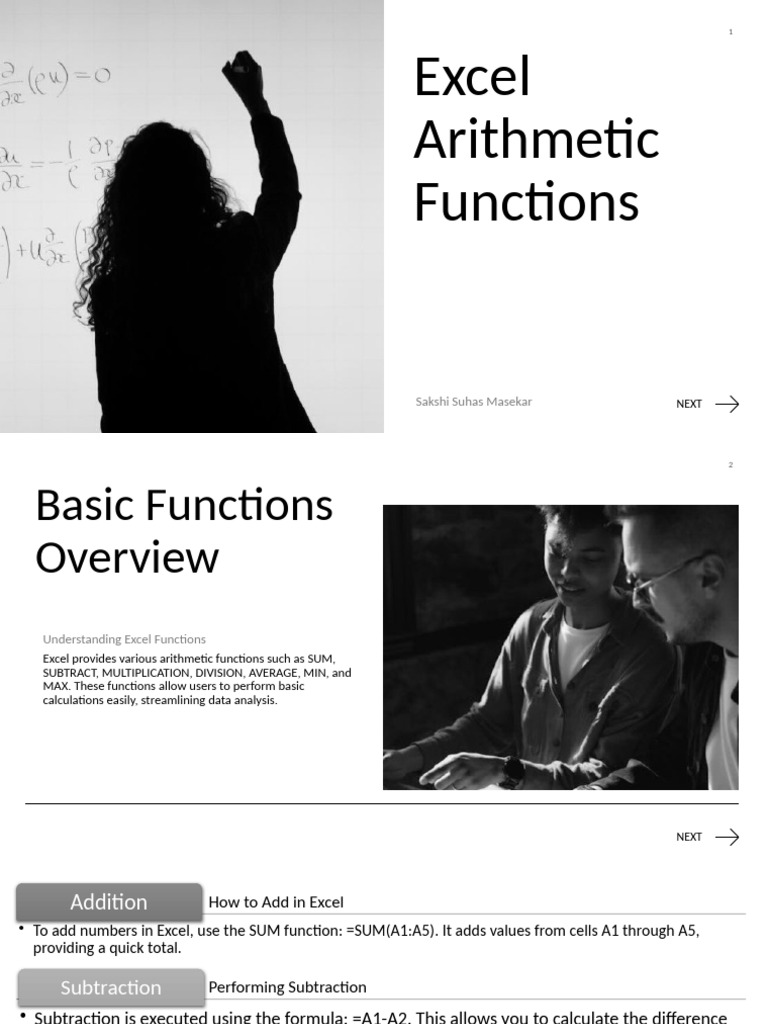 Sakshi_Excel Arithmetic Functions | PDF | Microsoft Excel | Arithmetic