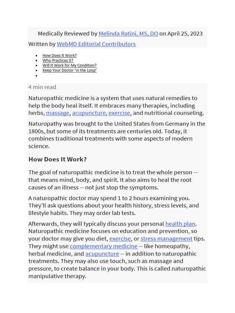 Medically Reviewed By Pdf Naturopathy Physician