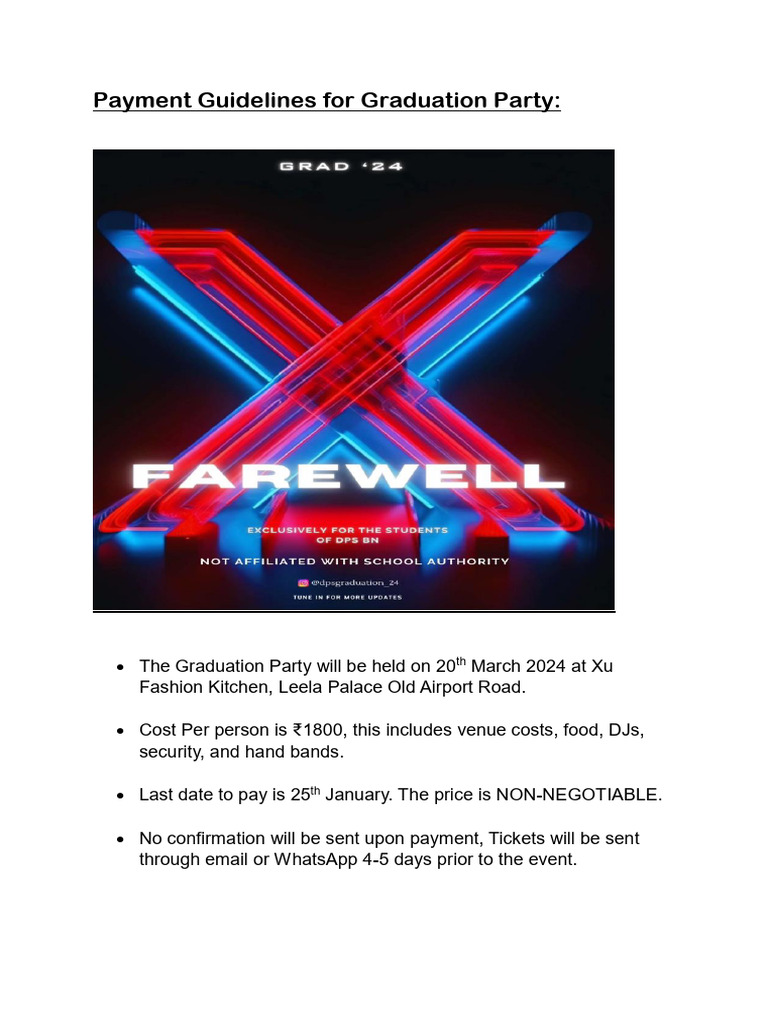 Graduation Party Payment Guidelines | PDF