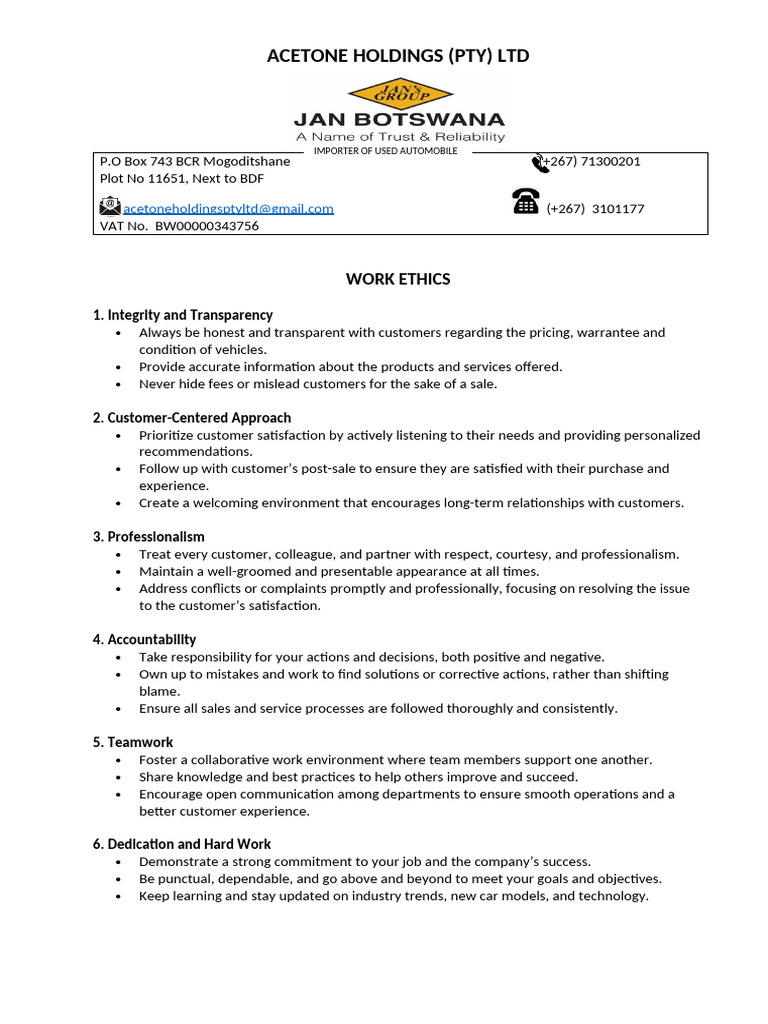 Drafted Work Ethics Pdf Mindset Customer