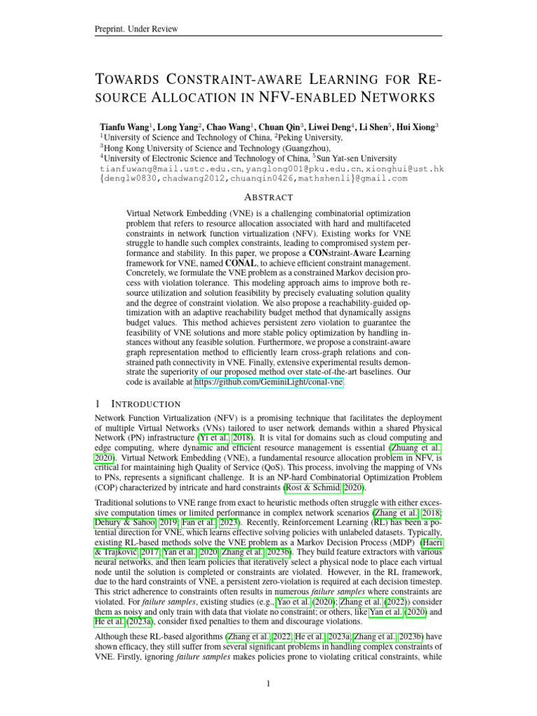 Towards Constraint-Aware Learning For Resource Allocation in NFV ...