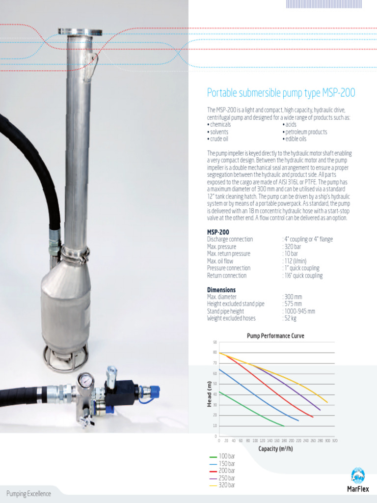 Portable Submersible Pump Type MSP 200 | PDF | Pump | Pipe (Fluid ...
