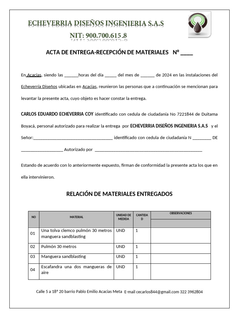 Acta de Entrega Equipos 2022 | PDF