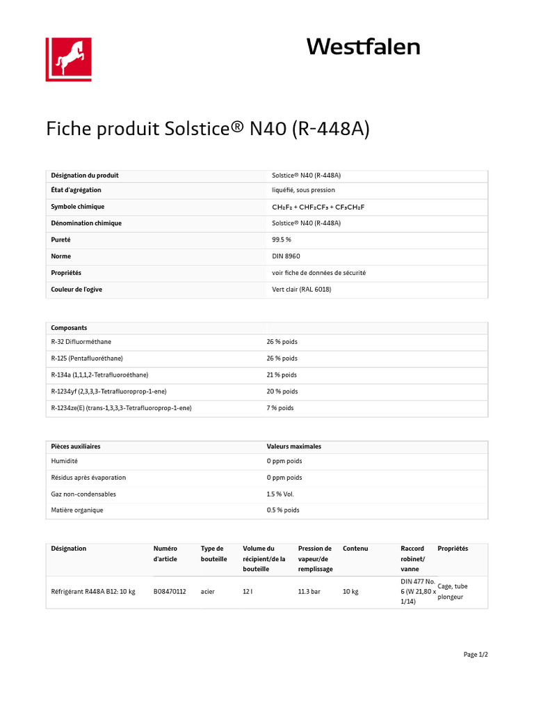 Solstice N40 R 448A Datasheet | PDF | Chimie physique | Mécanique des ...