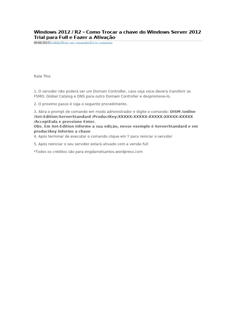 Troca de Chave no Windows Server 2012 R2 | PDF