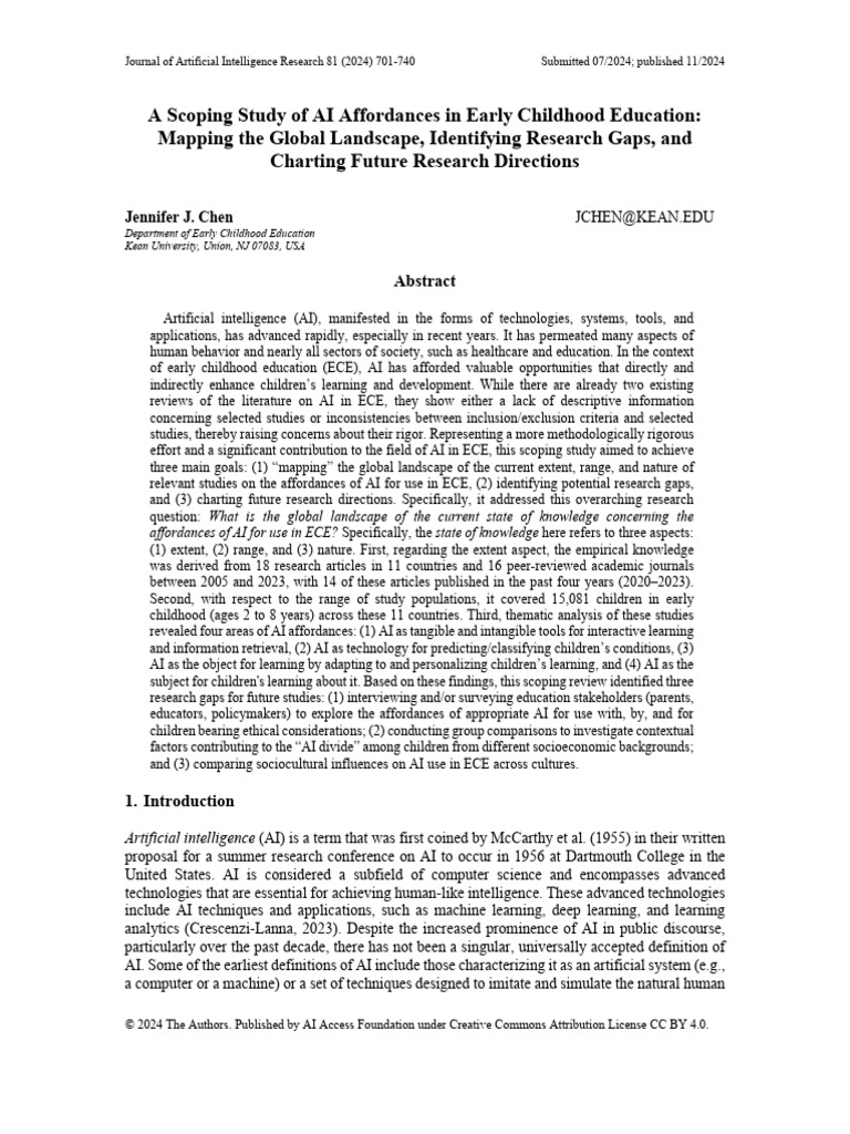 AI Affordances in Early Childhood Education | PDF | Artificial ...