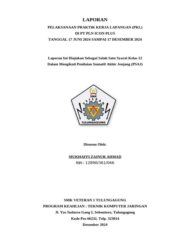 Laporan PKL Mukhaffi di PLN Icon Plus | PDF