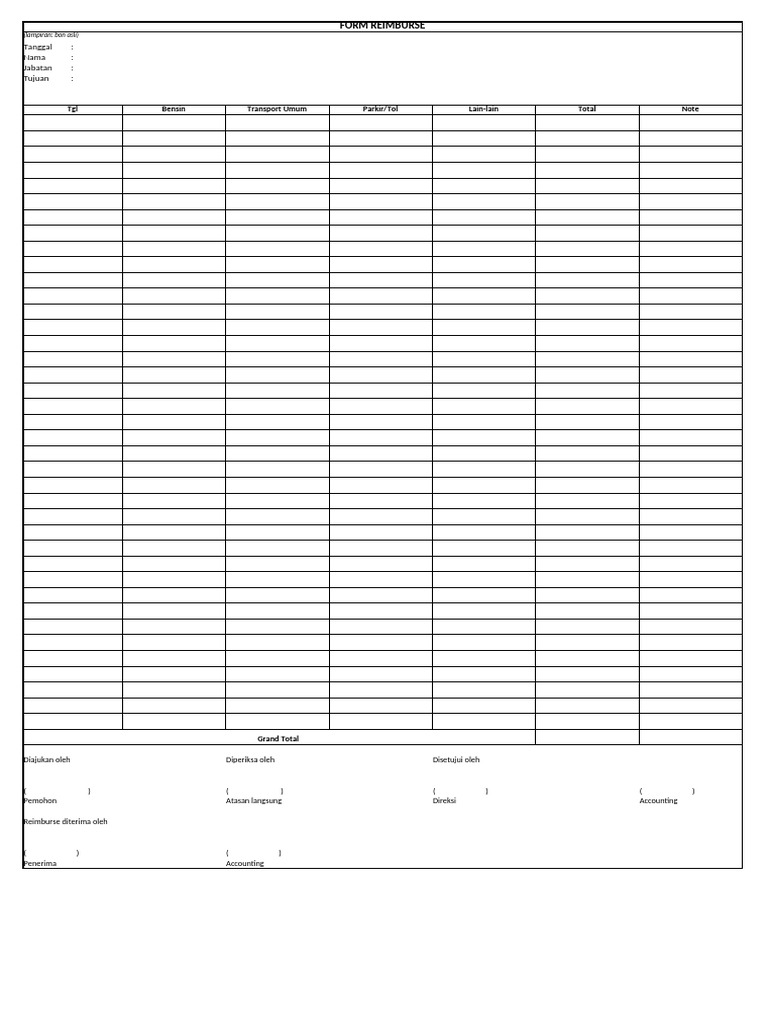 Formulir Pengajuan Reimburse | PDF