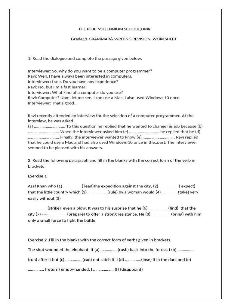 GRADE 11 - Grammar Revision | PDF | Linguistics