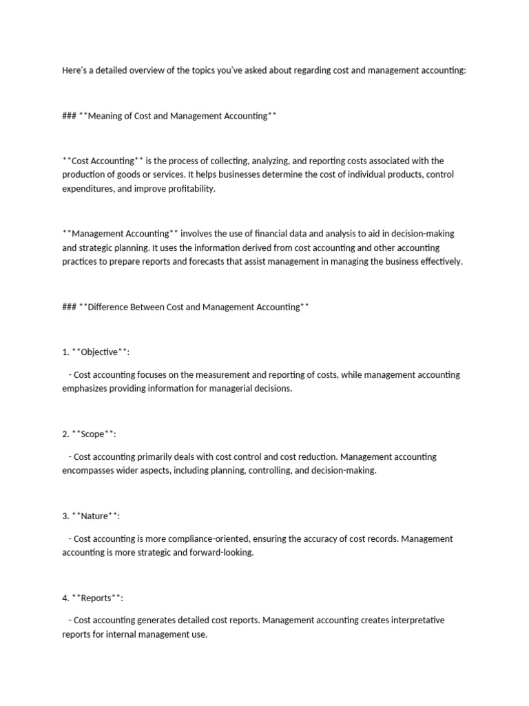 Costing in Management Accounting Overview | PDF | Cost Accounting ...
