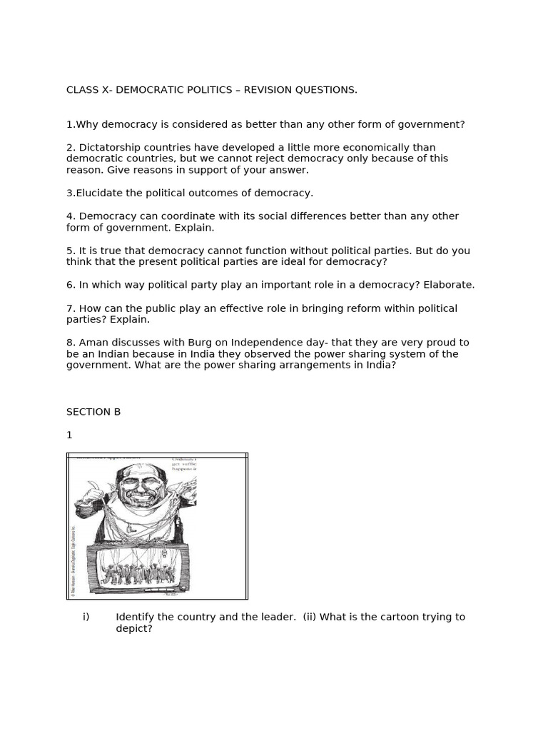 Class X Democratic Politics Revision Guide | PDF | Democracy ...