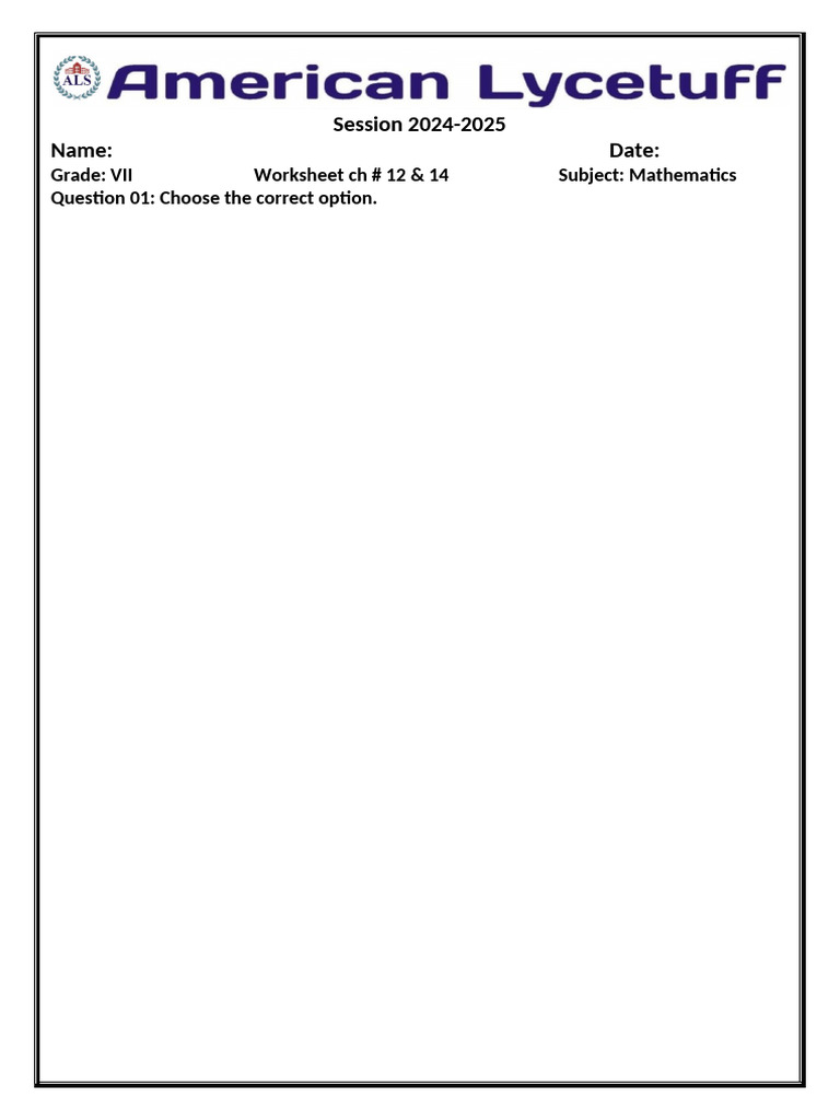 Maths Worksheet 1 | PDF