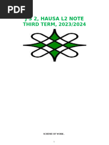 3RD TERM HAUSA L2 NOTE J S 2 BY MARKUS AND BAWA LAWAL