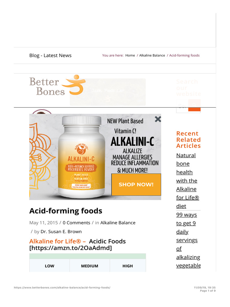 Acid Forming Foods List Better Bones PDF Cuisine Foods