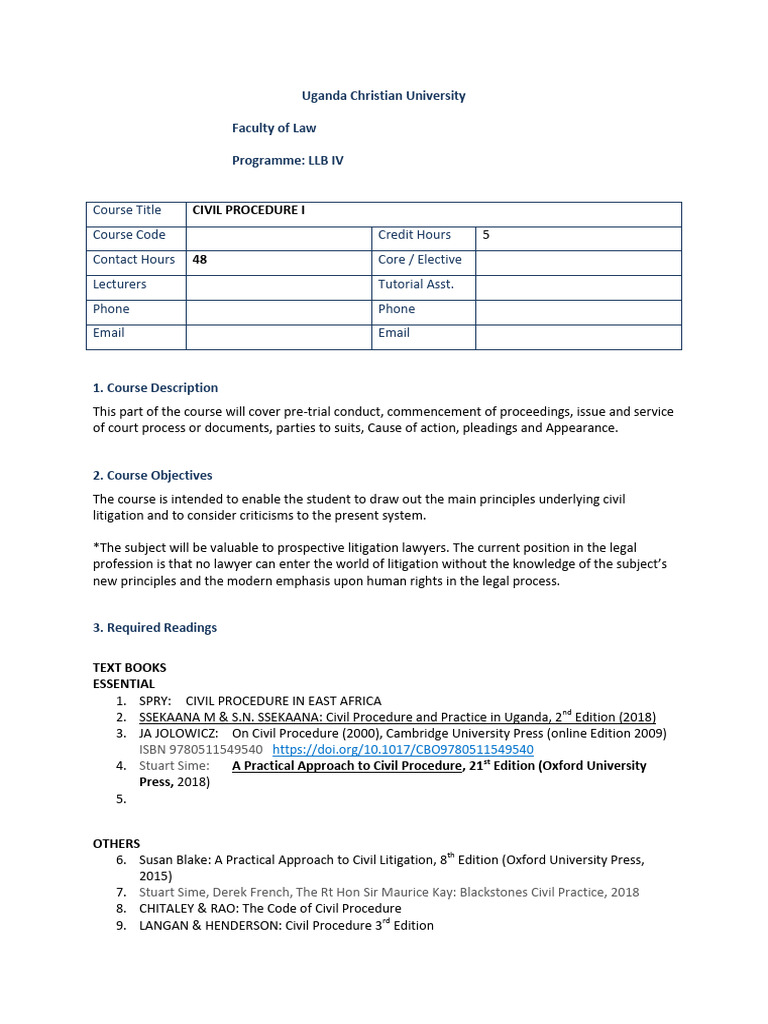 Civil procedure 1 reading list 2018 pdf lawsuit magistrate