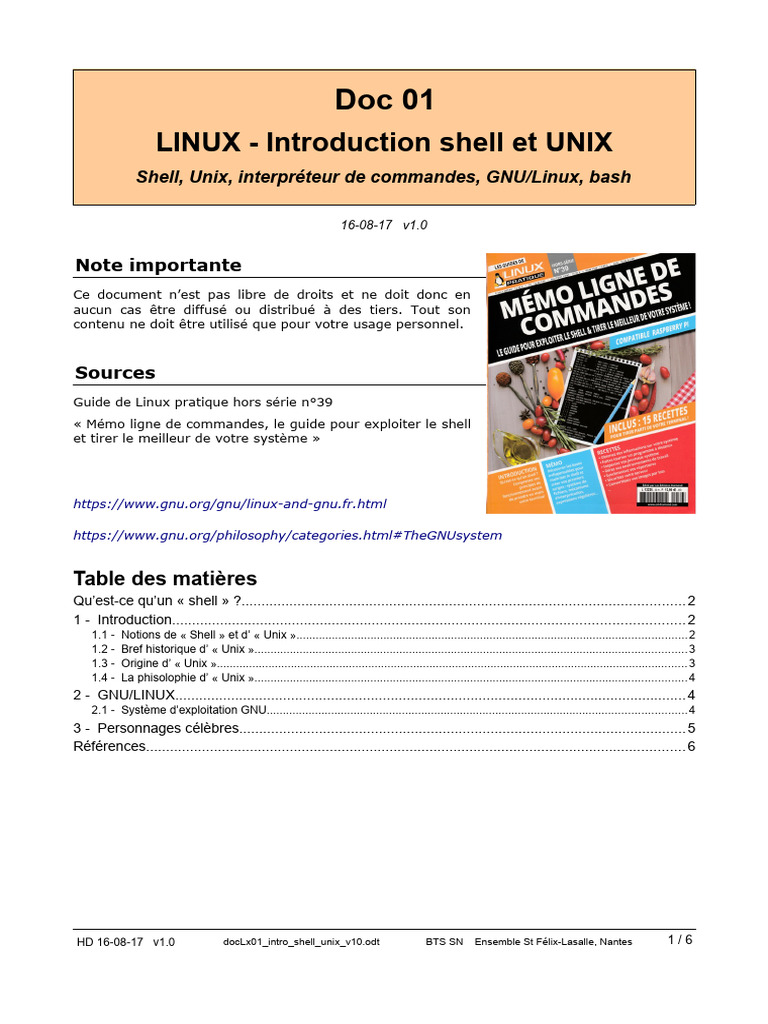 Introduction au Shell et Unix sous Linux | PDF | Gnou | Linux