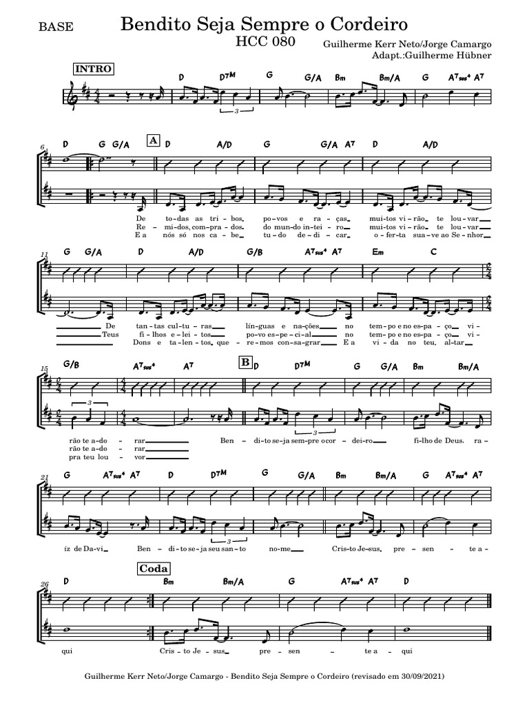 Bendito Seja Sempre O Corderio - HCC 080 | PDF