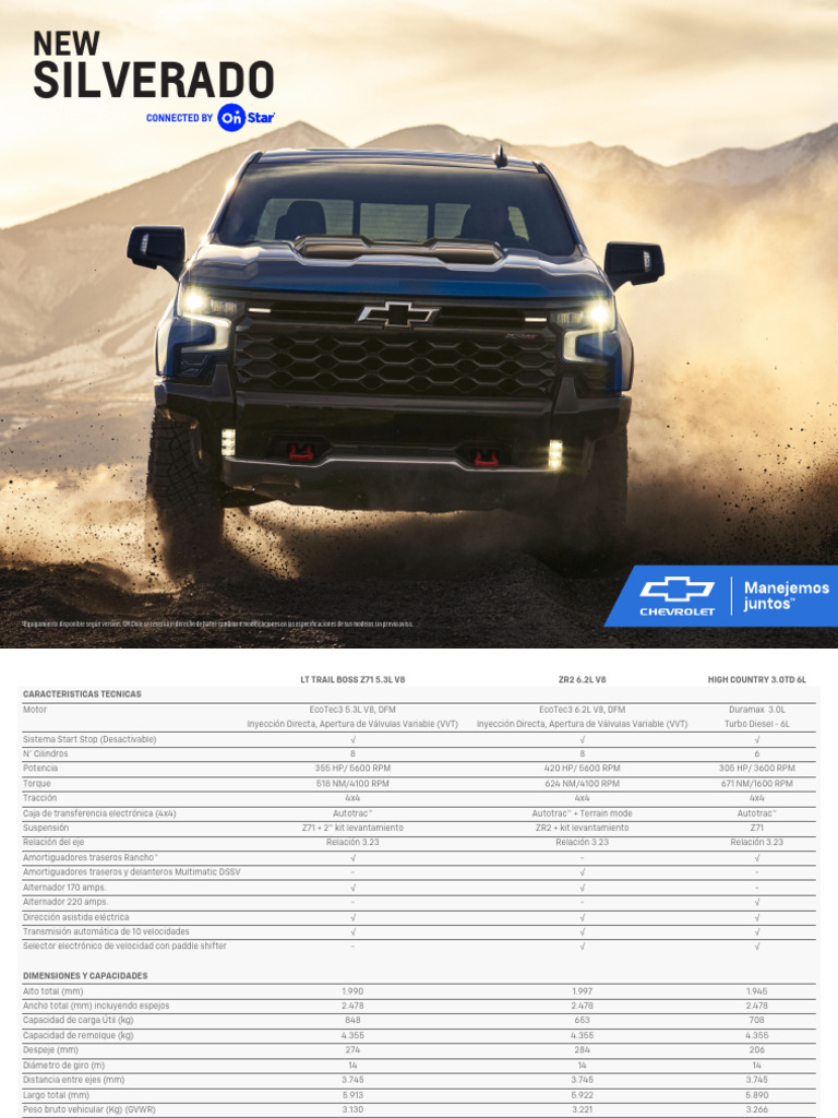Ficha Tecnica Silverado 2024 | PDF | Tracción en las cuatro ruedas | Airbag