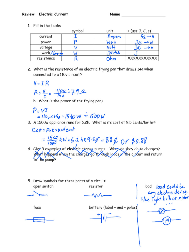 Answers to Review WS | PDF | Resistor | Electrical Resistance And ...