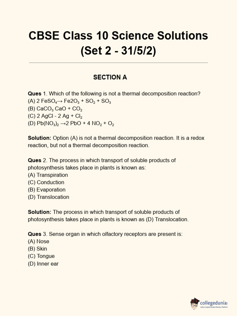 CBSE Class 10 Science Solutions Set 2 | PDF | Flowers | Pollination