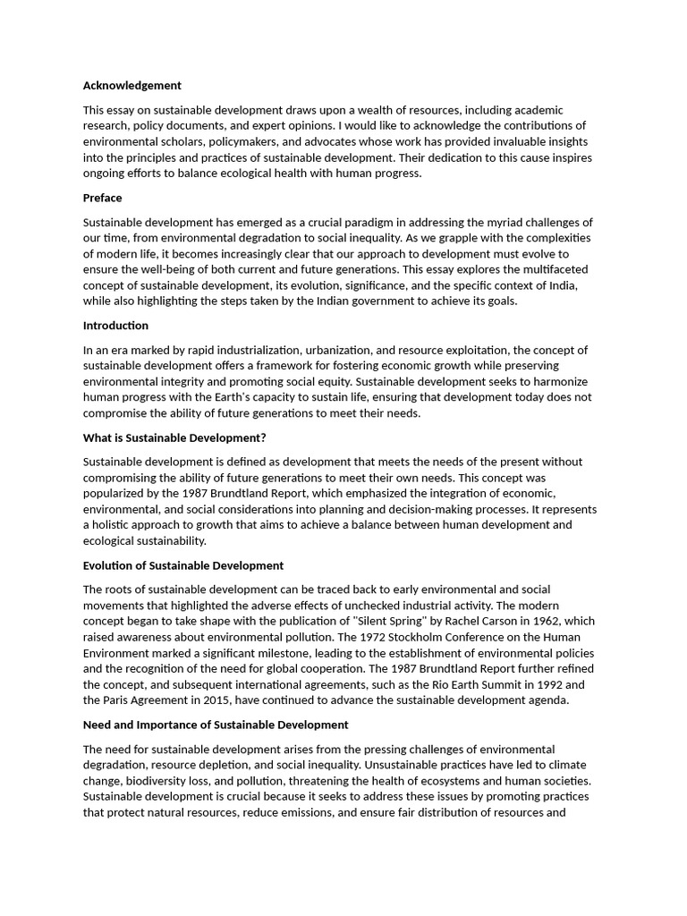 Sustainable Development in India: Overview | PDF | Sustainability ...