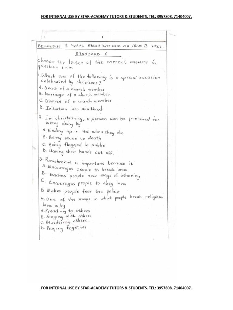 RME Revision Resources for PSLE 2024 | PDF
