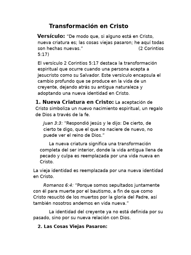 Transformación en Cristo | PDF | Cristo (título) | Creencia religiosa y ...