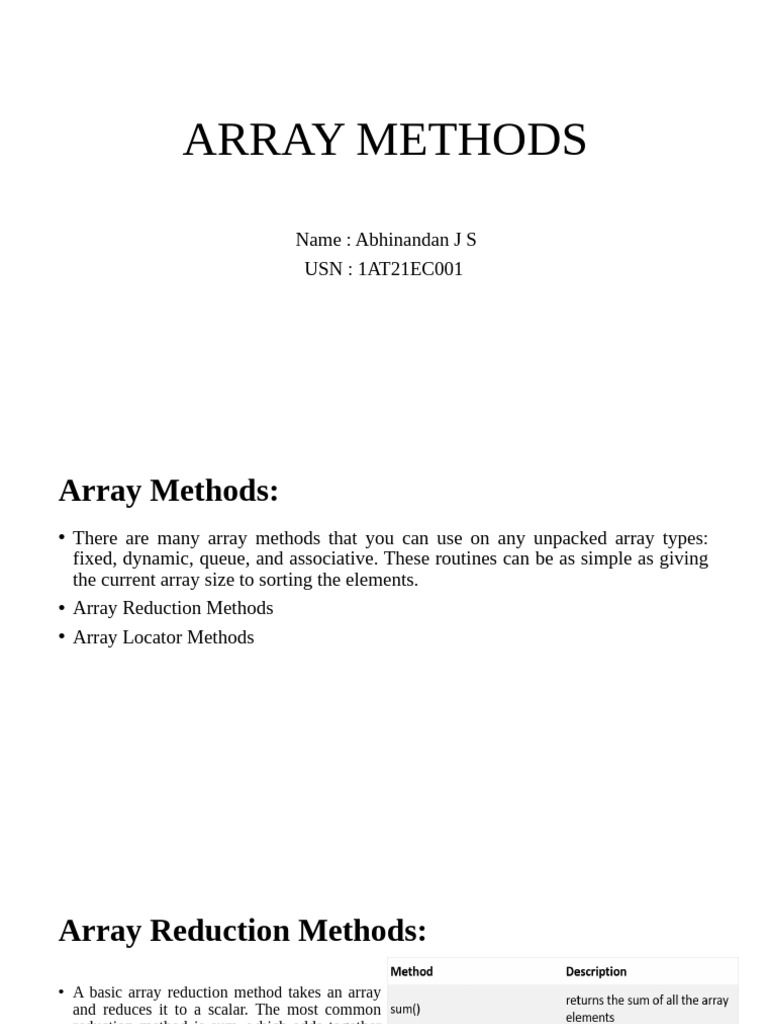 SystemVerilog Array Methods Explained | PDF