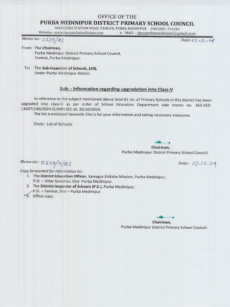 Information Regarding Upgradation Into Class-V Purba Medinipur | PDF