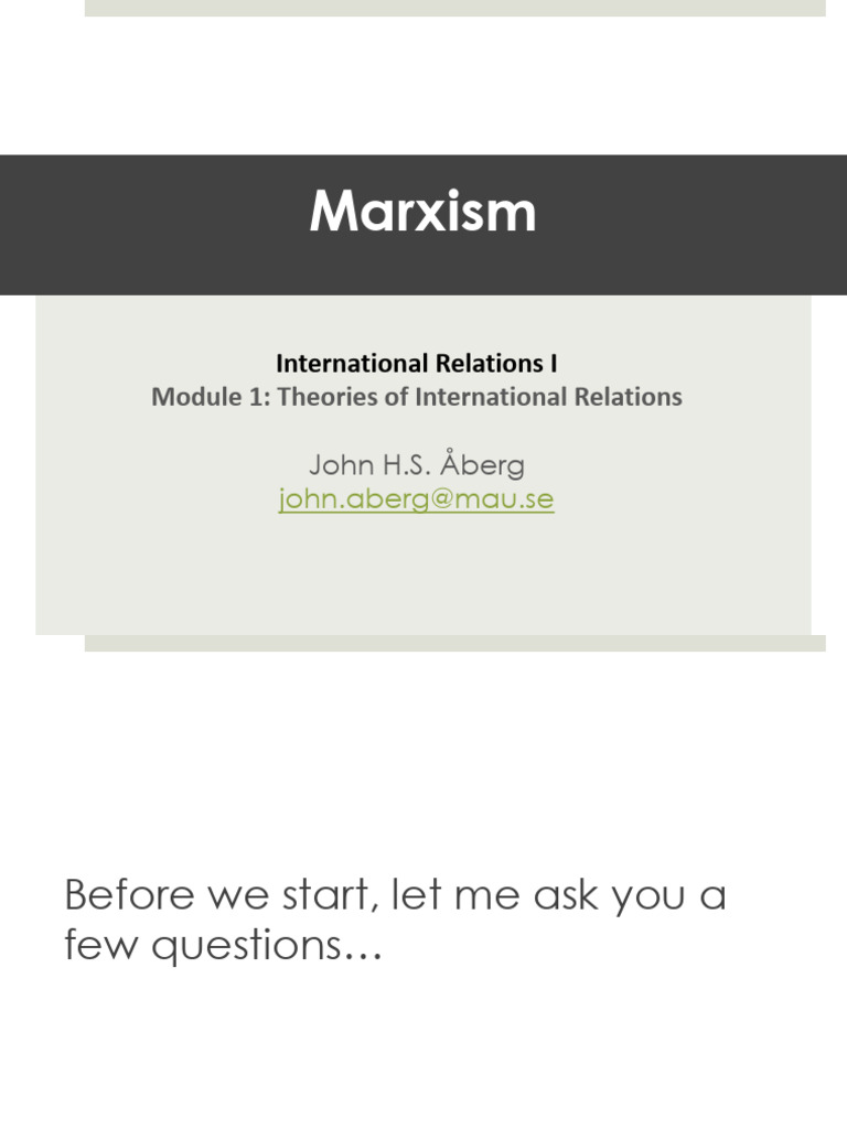 Lecture 4 - Marxism | PDF | Antonio Gramsci | World Systems Theory