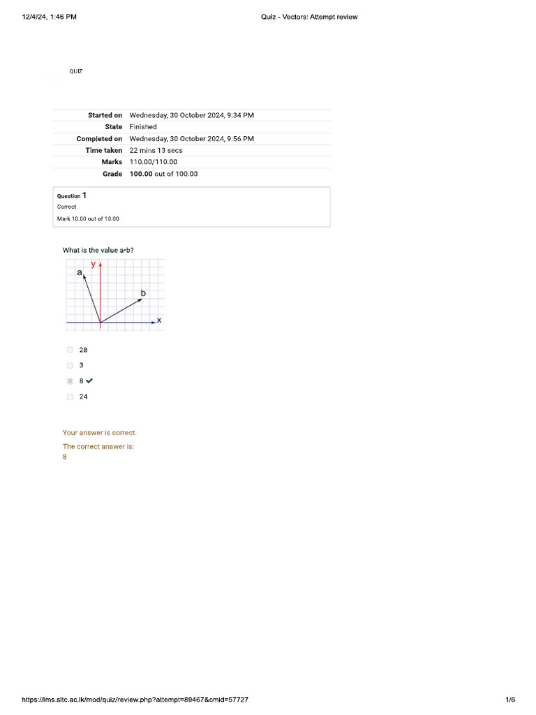 Quiz Vectors | PDF