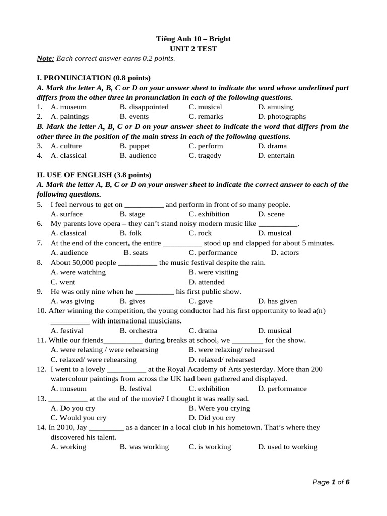 Unit 2 Test for English 10 - Bright | PDF | Hip Hop Music | Disc Jockey
