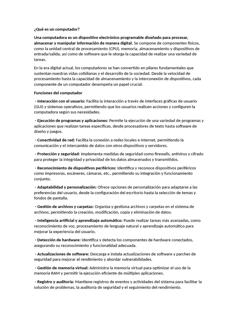 Qué Es Un Computado1 | PDF | Hardware de la computadora | Periférico