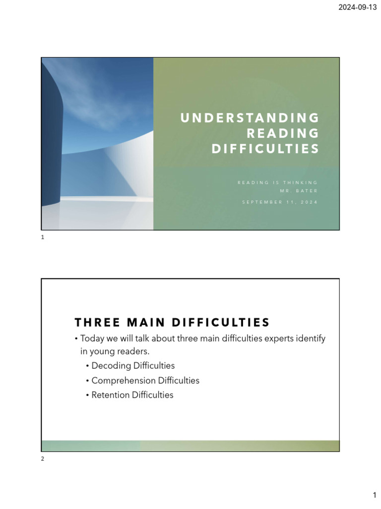 Understanding Reading Difficulties - Notesprint | PDF | Reading ...