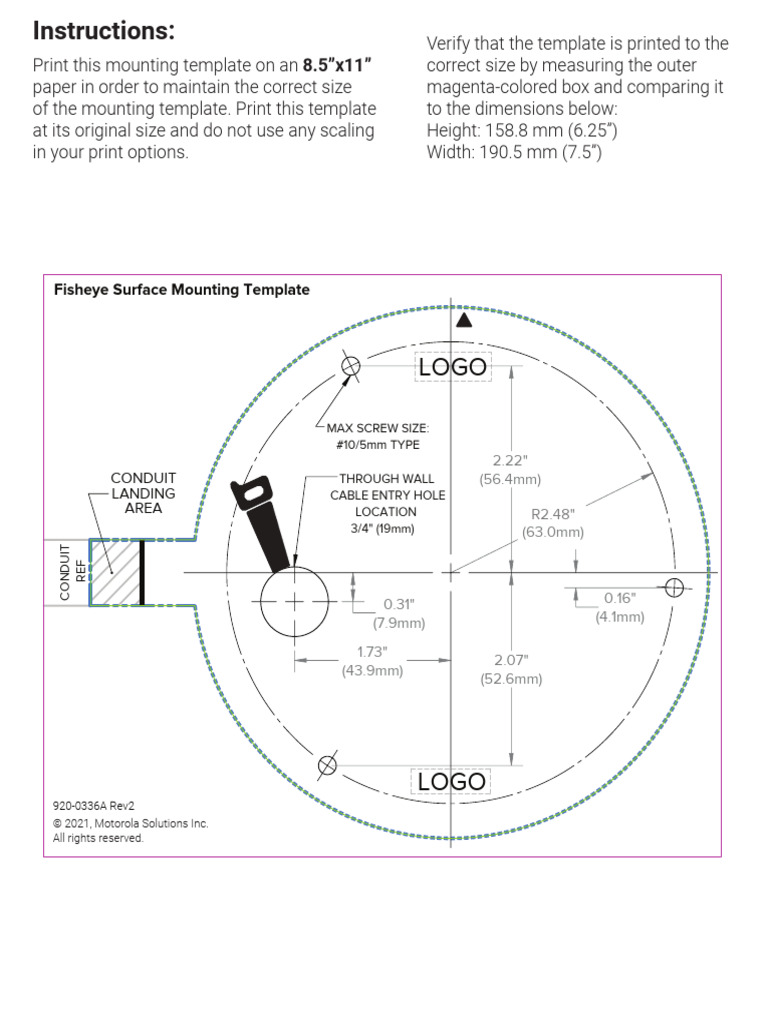 H5a Fisheye Mountingtemplate - Surface Printable | PDF