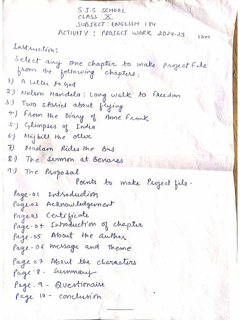 Class 10 Project File Pdf